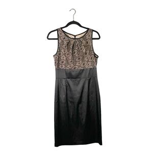 London Times Black Lace Accent Sleeveless Formal Wedding Guest Dress Size 10